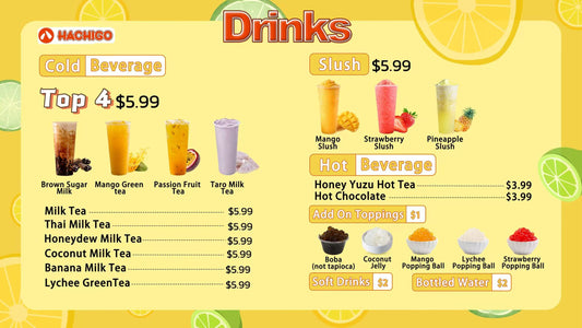 bubble tea (Milk/Fruit Tea & Slushes)